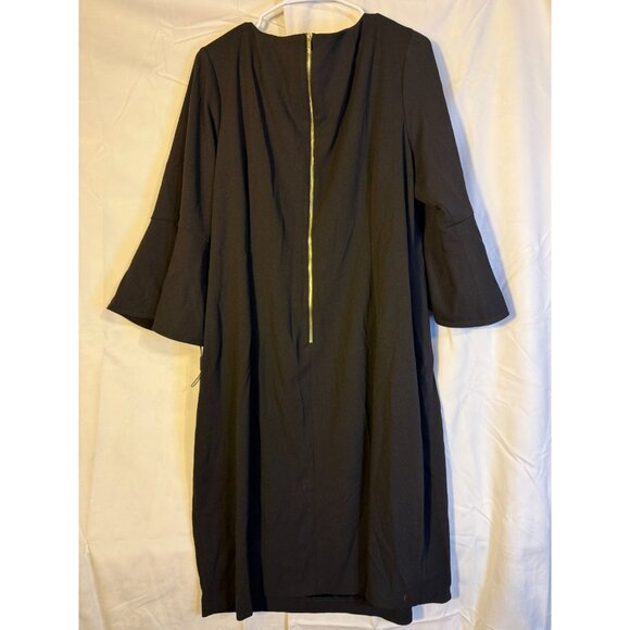 New Calvin Klein Black Classic Dress Womens Plus Size 22W 3X Bell Sleeves Scandi - Picture 4 of 4